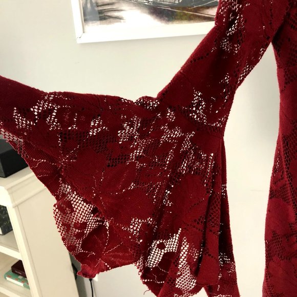 Free People Red Boho Sequin Ruffle Dress - Picture 2 of 16